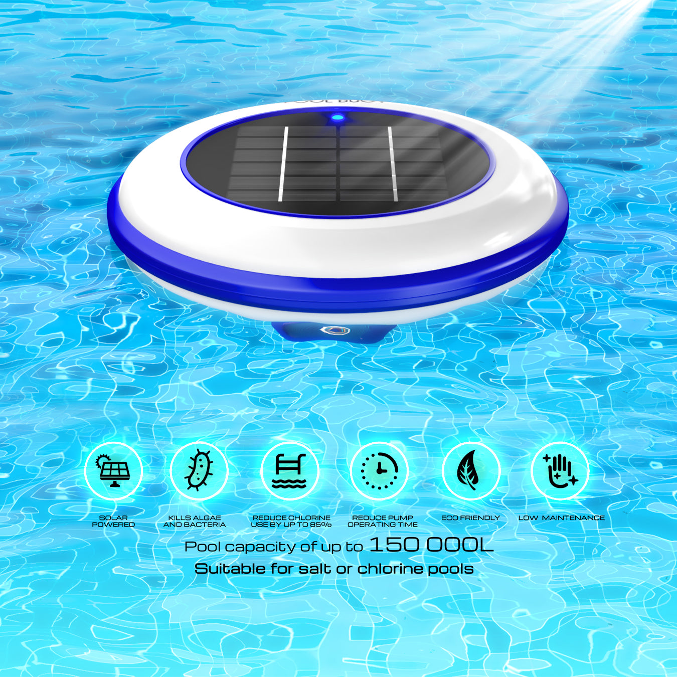 pool buoy solar pool ionizer kills algae and bacteria reduces chlorine monocrystalline solar panel power led pool cleaner floater water purifier and sanitizer